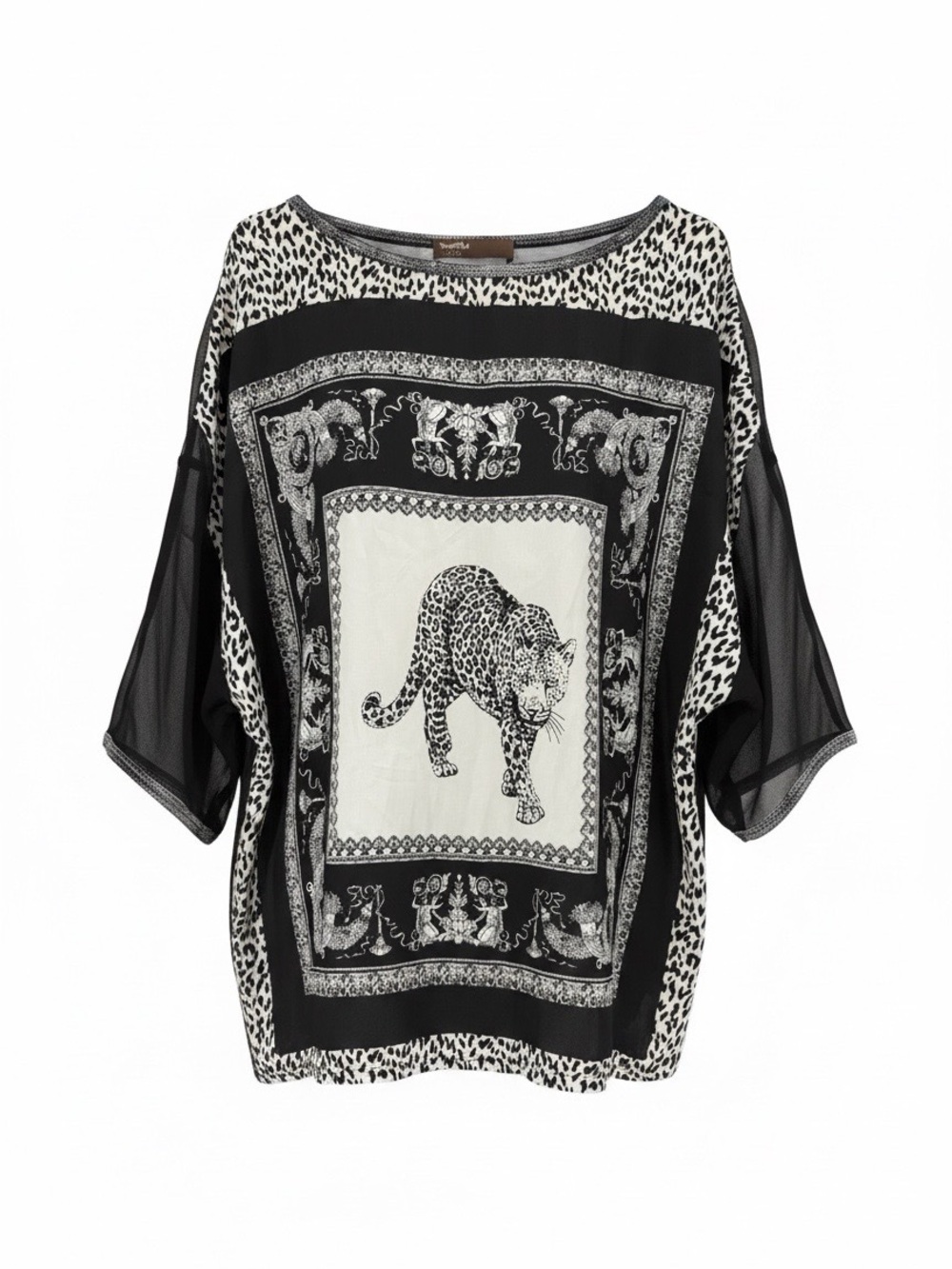 Leopard Motif Black & White Women's Top